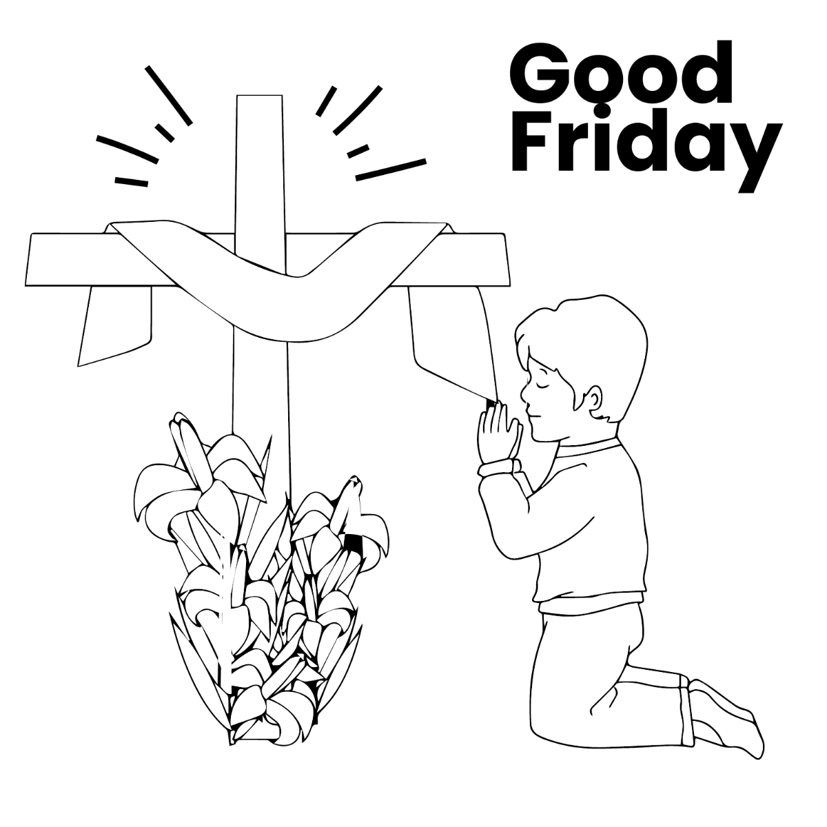 Kids Good Friday Drawing Template