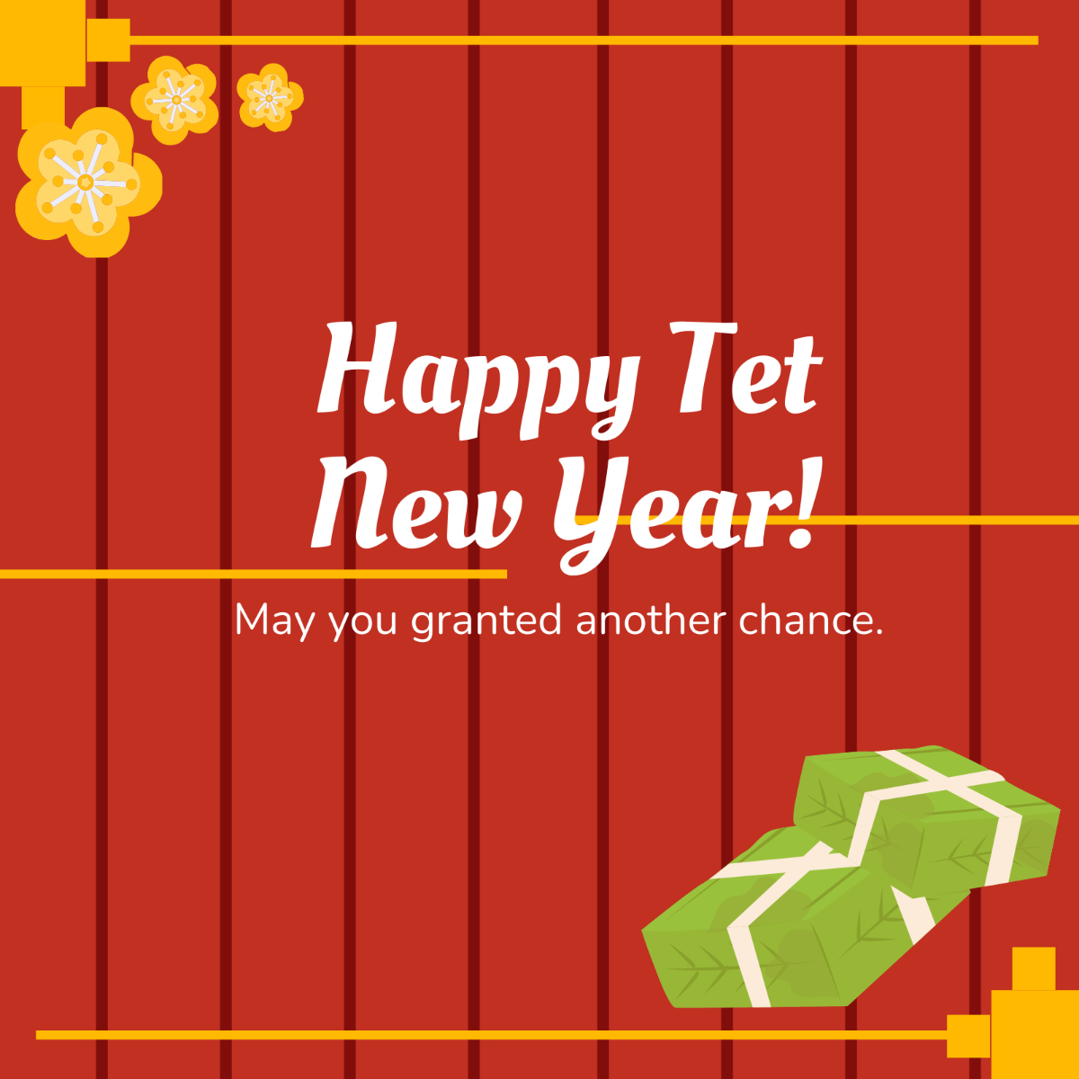 Tet Greeting Card Vector Template