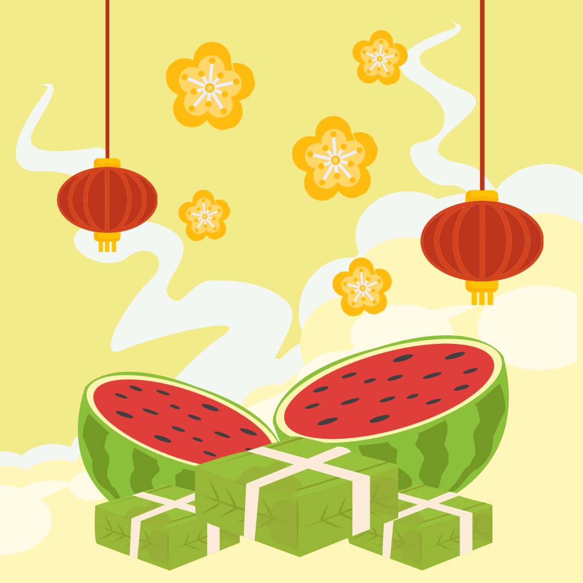 Tet New Year Vector Template