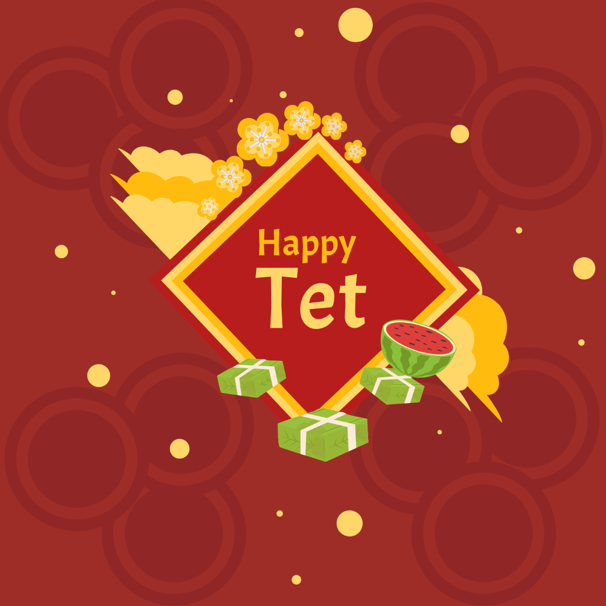 Happy Tet New Year Vector Template