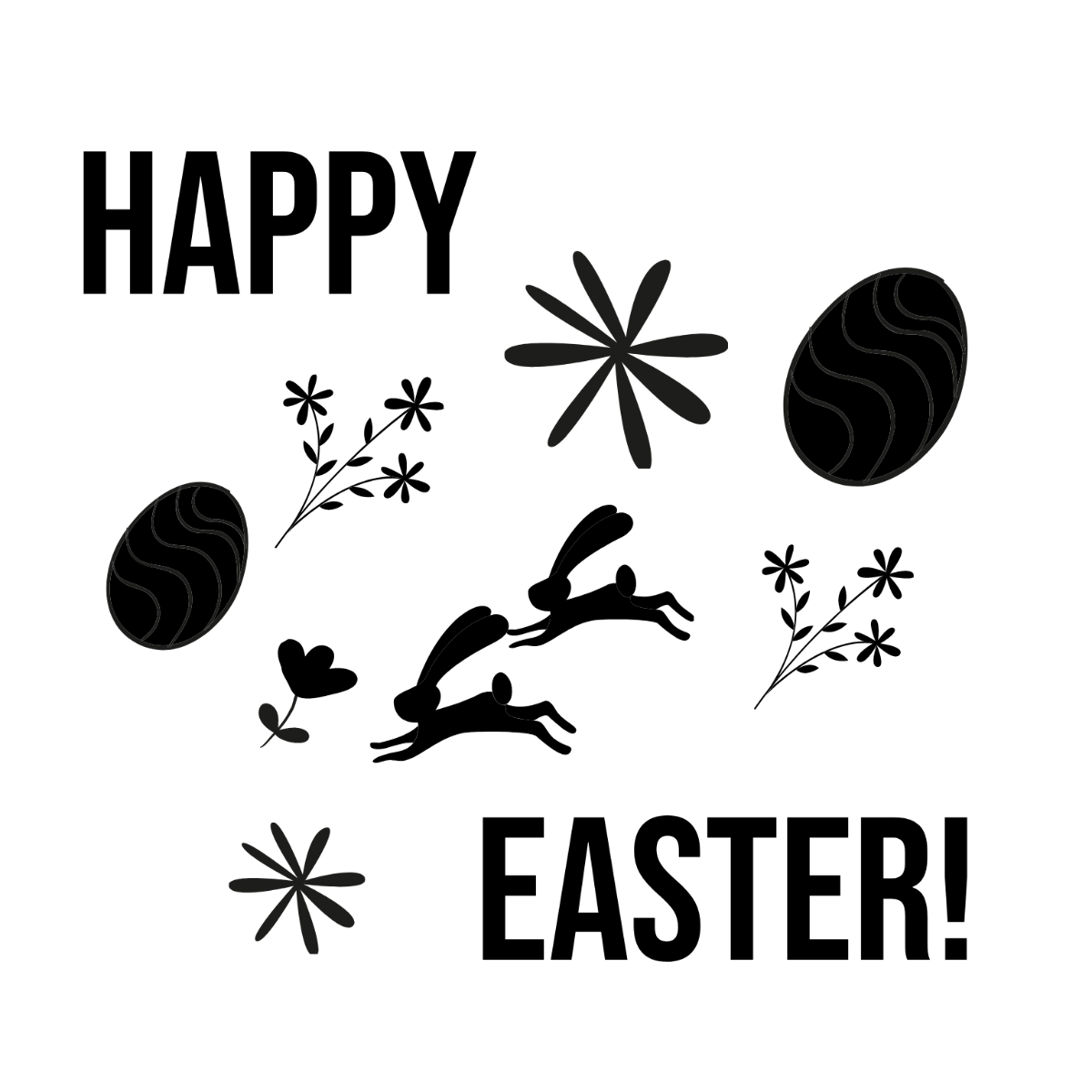 Black And White Easter Clipart Template