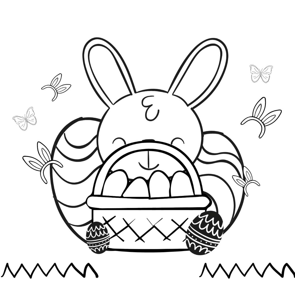 Cute Easter Drawing Template