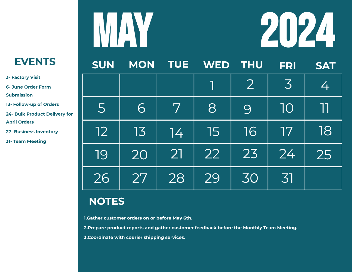 May 2024 Calendar Template
