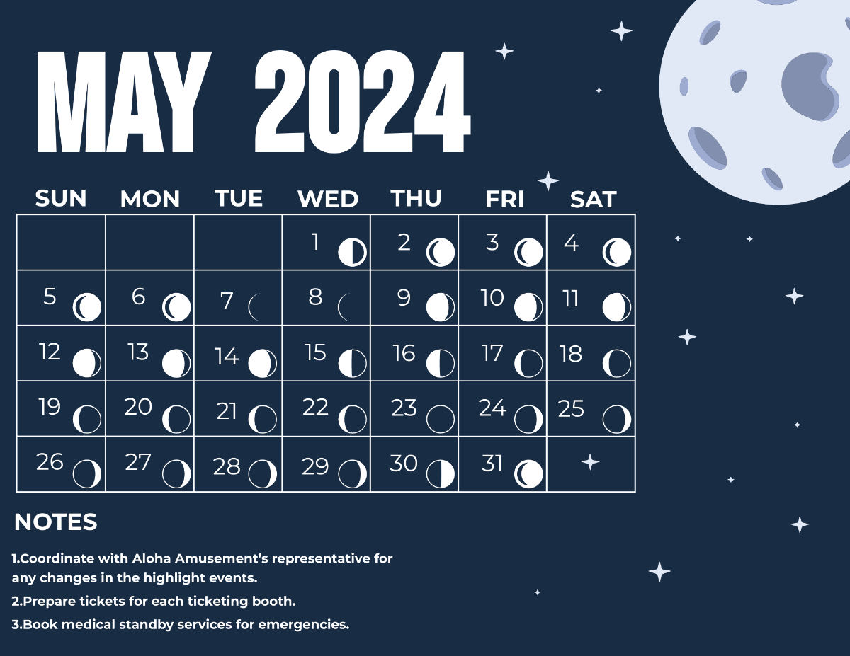 Lunar Calendar May 2024 Template