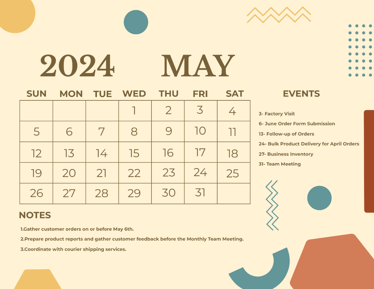 Printable May 2024 Calendar Template