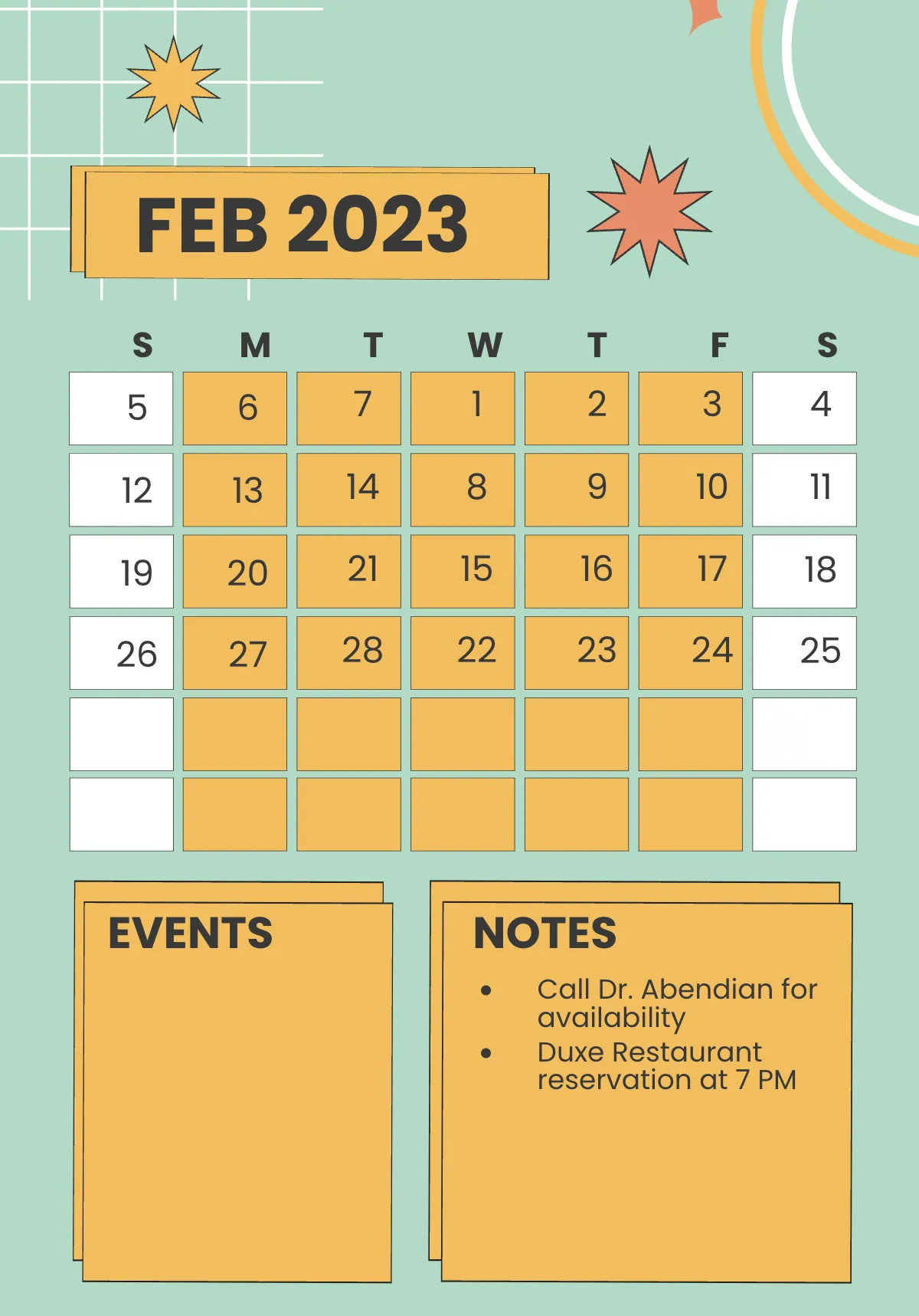 Free 2023 Monthly Planner Template to Edit Online