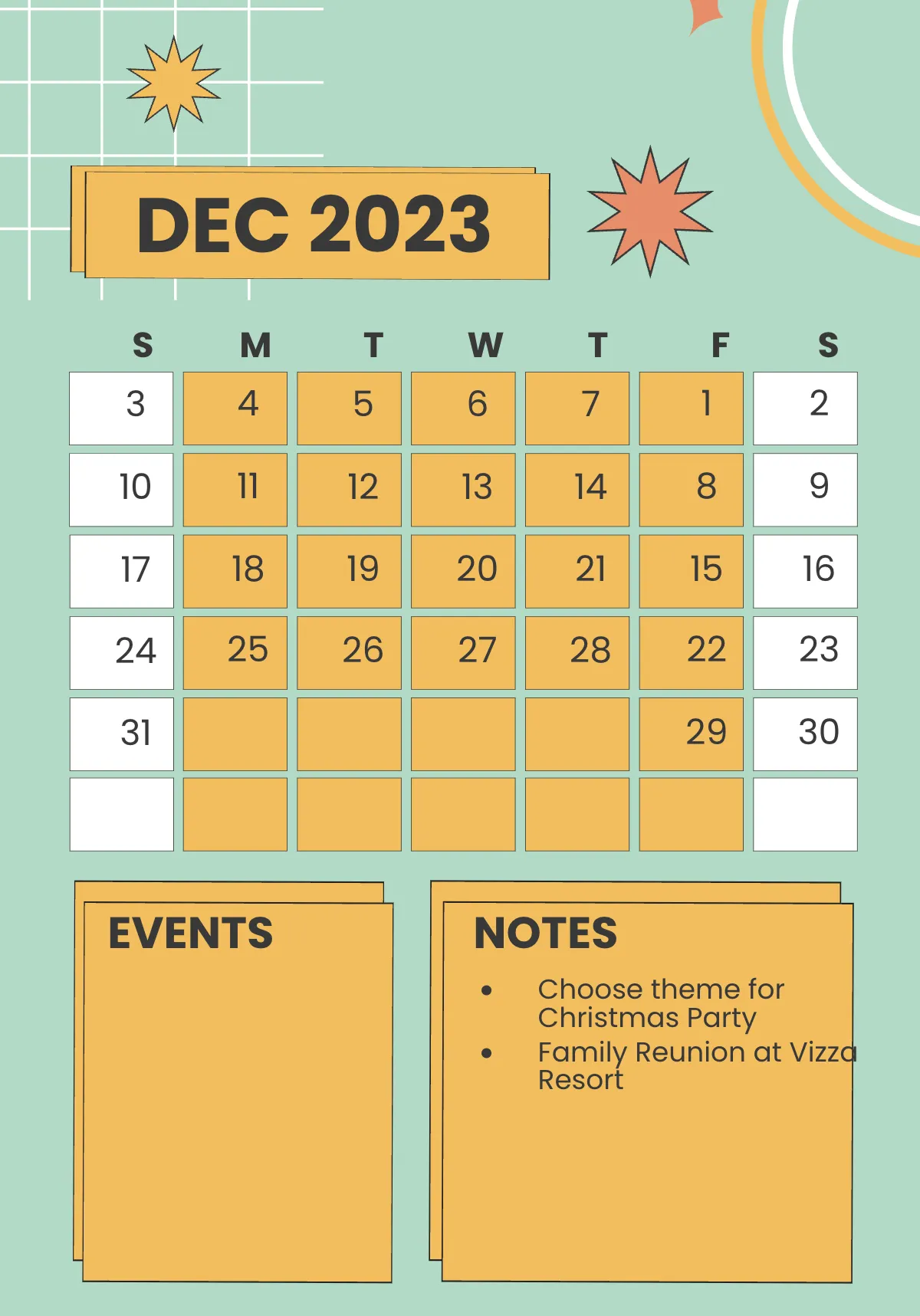 Free 2023 Monthly Planner Template to Edit Online