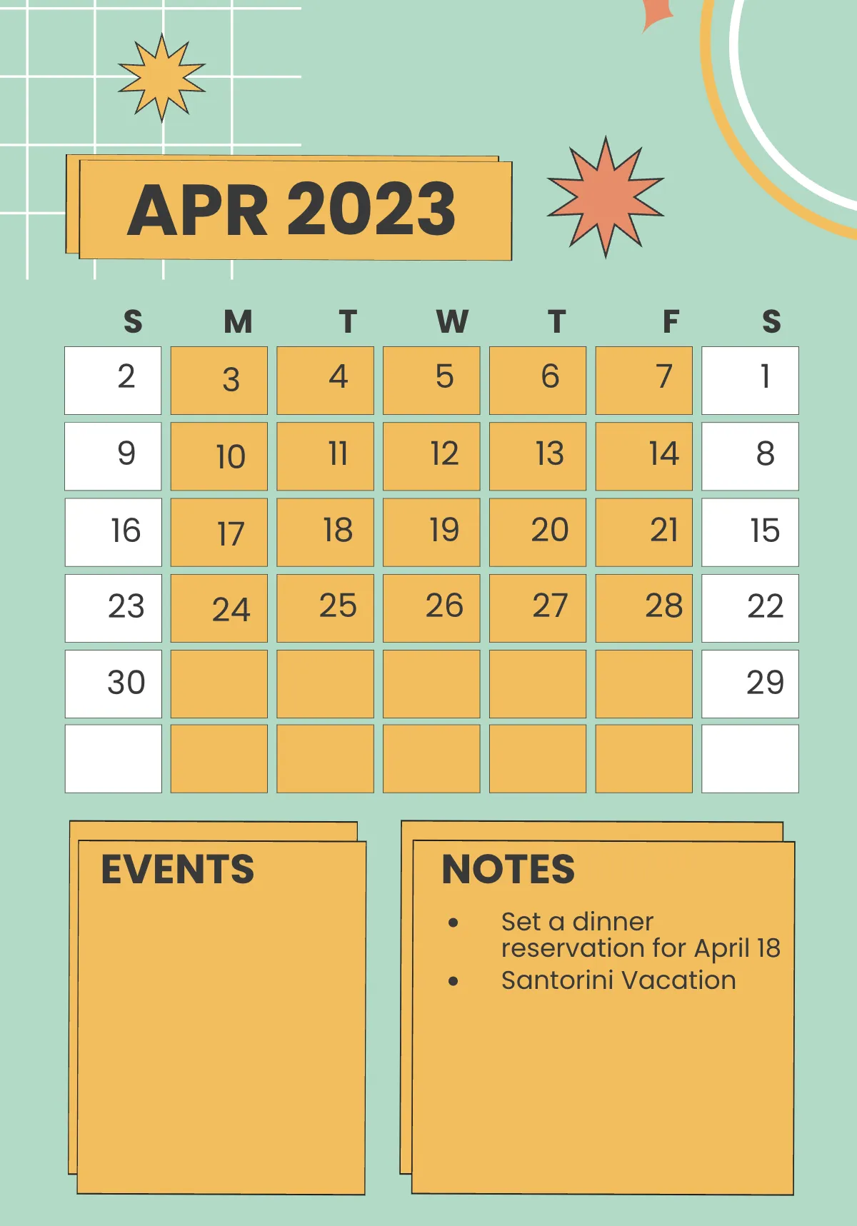 Free 2023 Monthly Planner Template to Edit Online