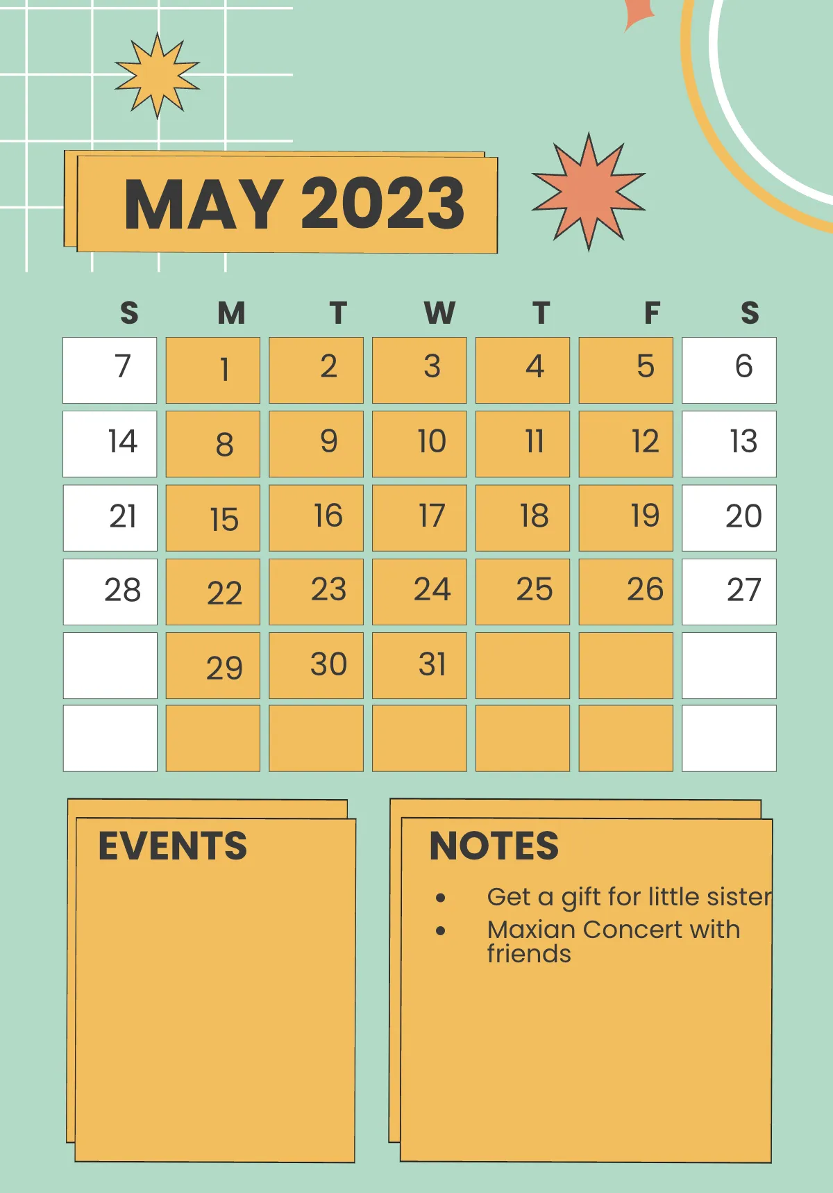 Free 2023 Monthly Planner Template to Edit Online