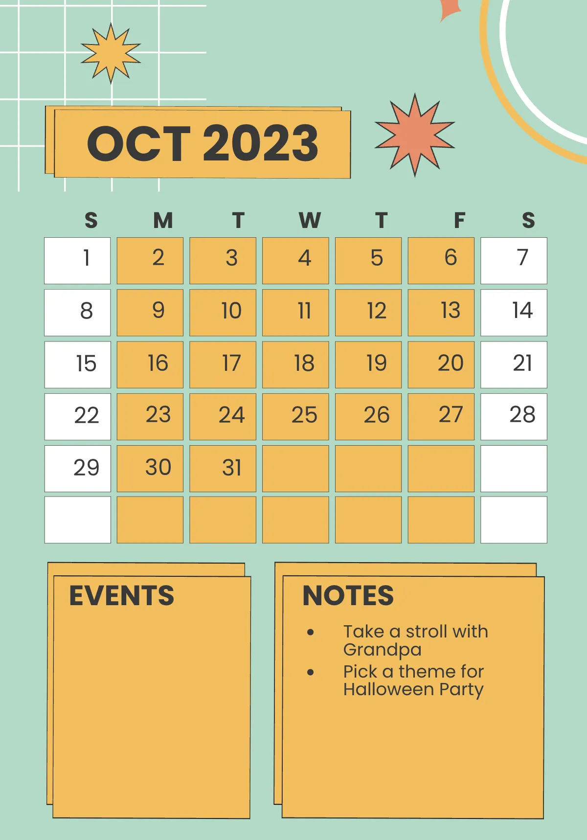 Free 2023 Monthly Planner Template to Edit Online