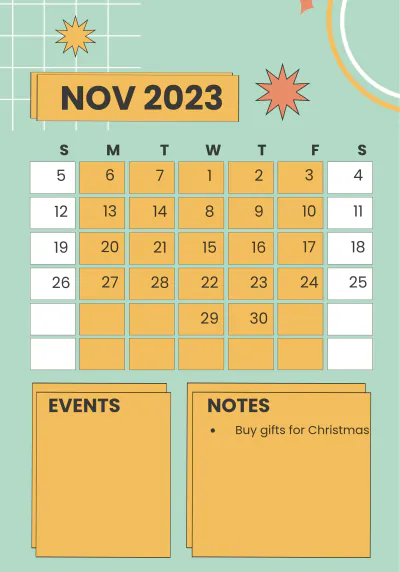 Free 2023 Monthly Planner Template to Edit Online