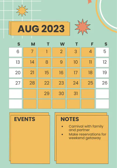 Free 2023 Monthly Planner Template to Edit Online