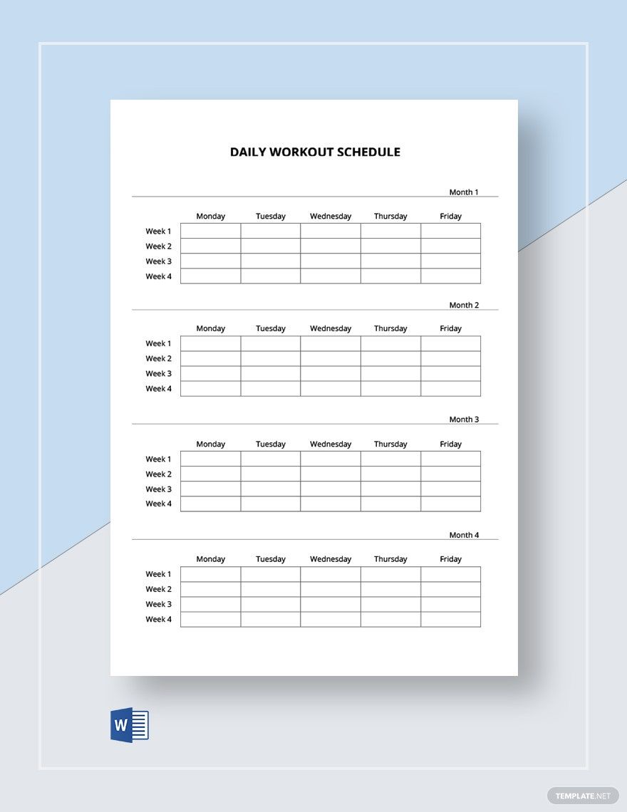 Editable Workout Schedule Template