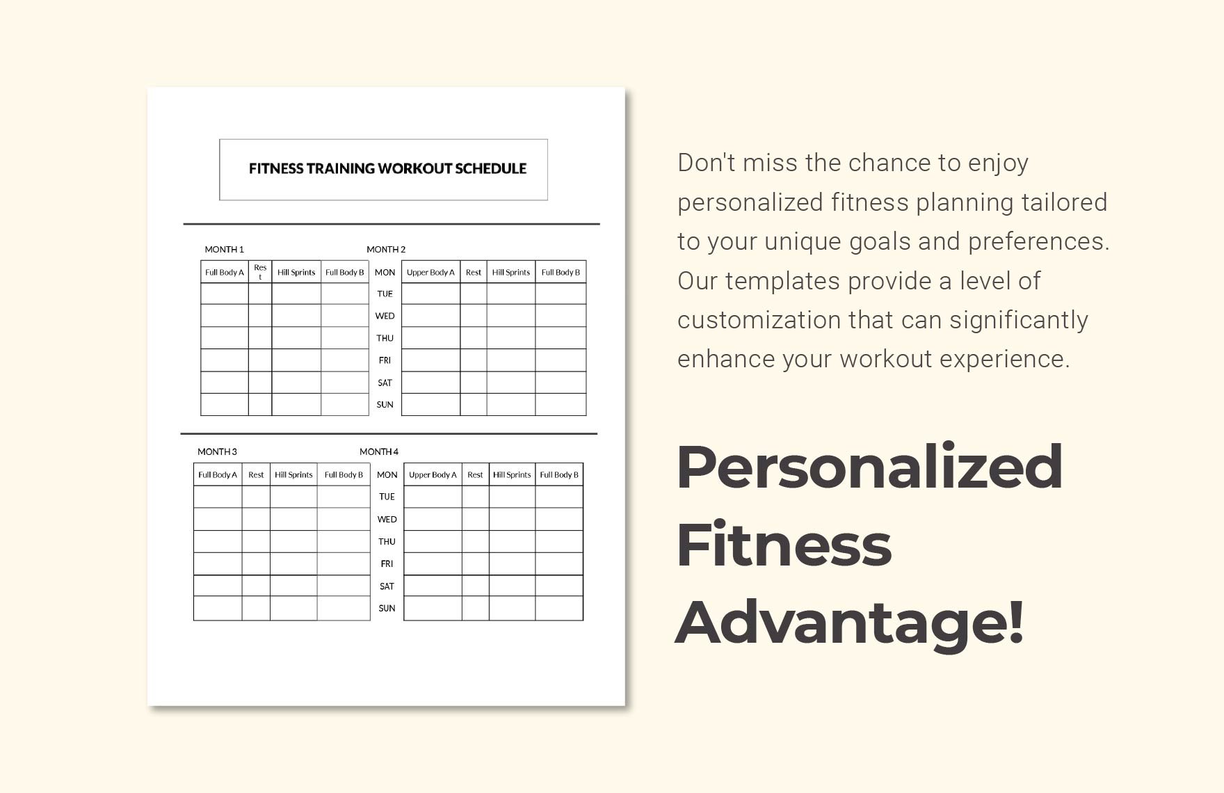 Workout Training Schedule Template