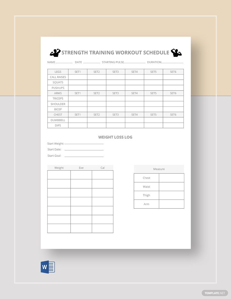 Strength Workout Schedule Template