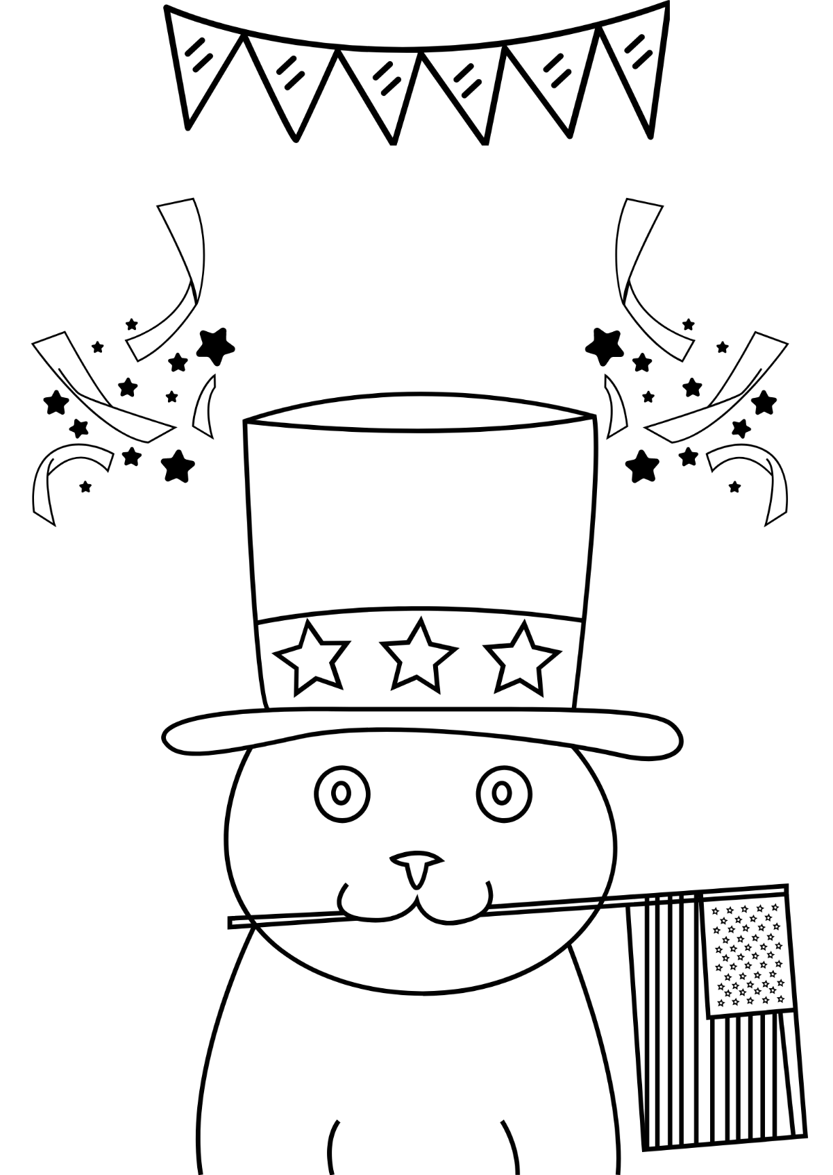 Cute Patriots' Day Drawing Template