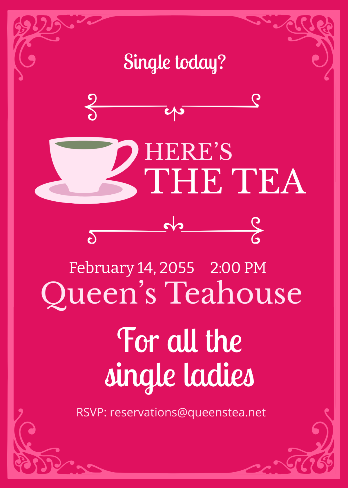 Valentine's Day Tea Party Invitation Template