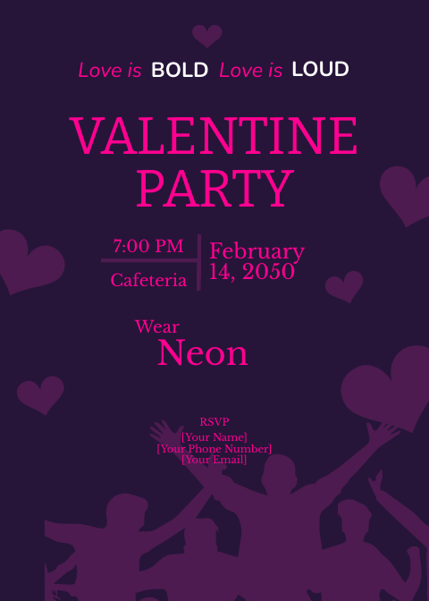 Neon Valentine's Day Party Invitation