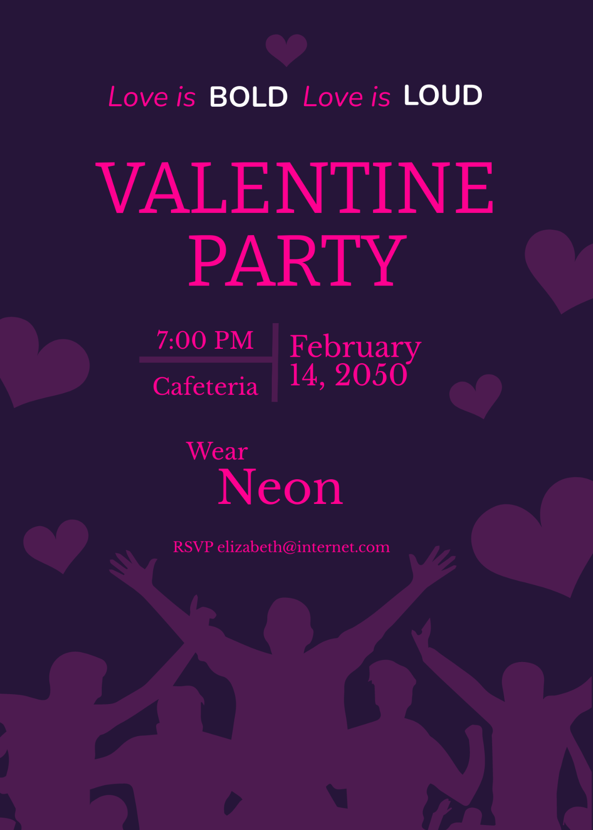 Neon Valentine's Day Party Invitation Template