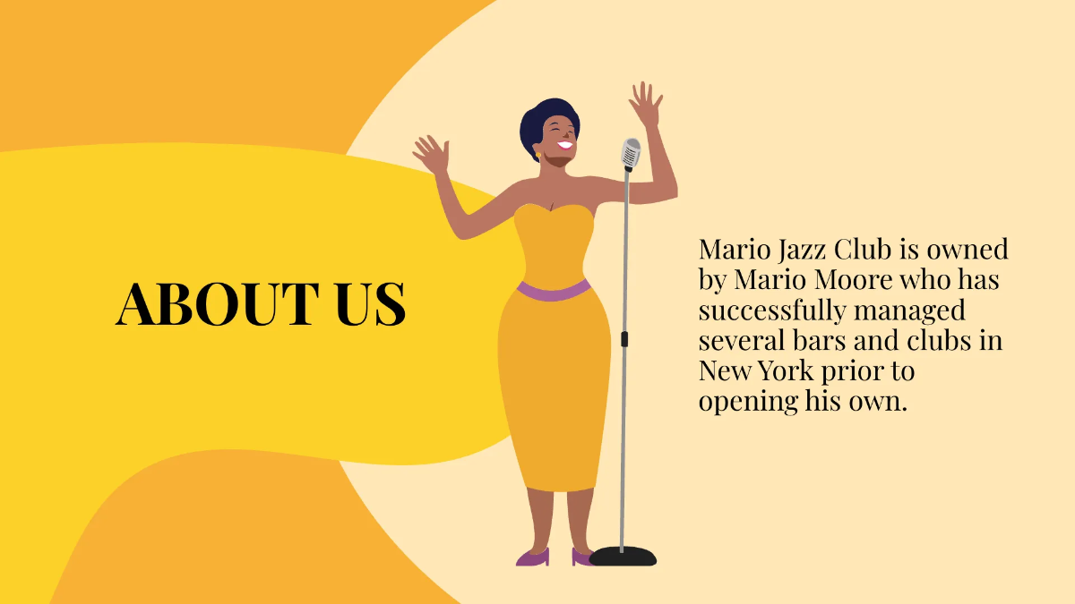 Free Jazz Club Business Plan Presentation Template to Edit Online