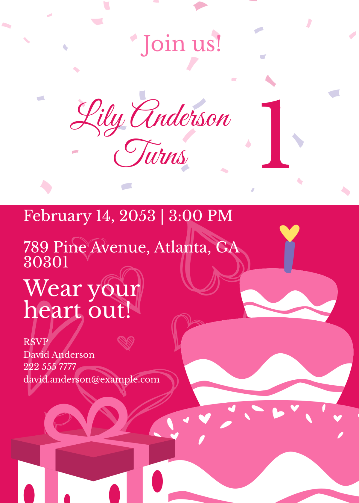 Valentine 1st Birthday Invitation