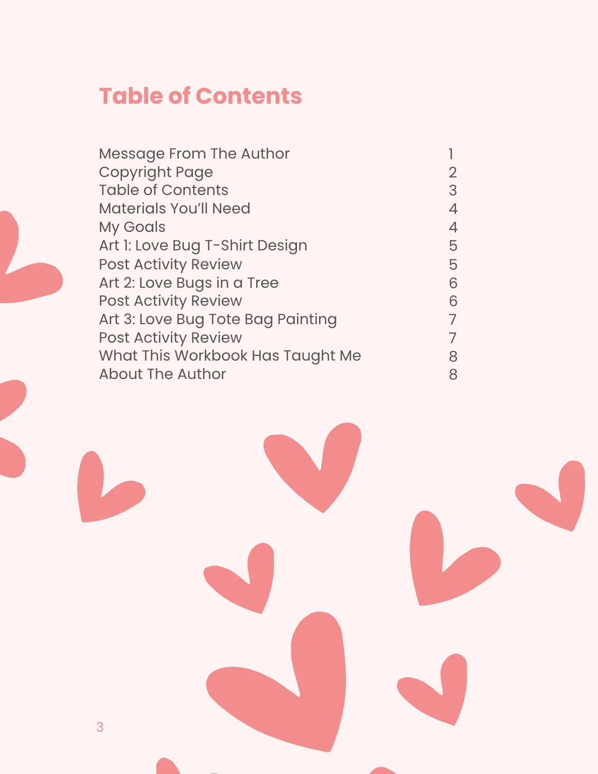 Free Love Bug Valentine's Day Workbook Template to Edit Online