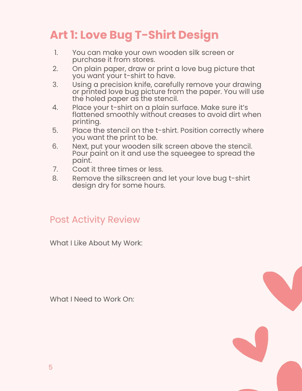 Free Love Bug Valentine's Day Workbook Template to Edit Online