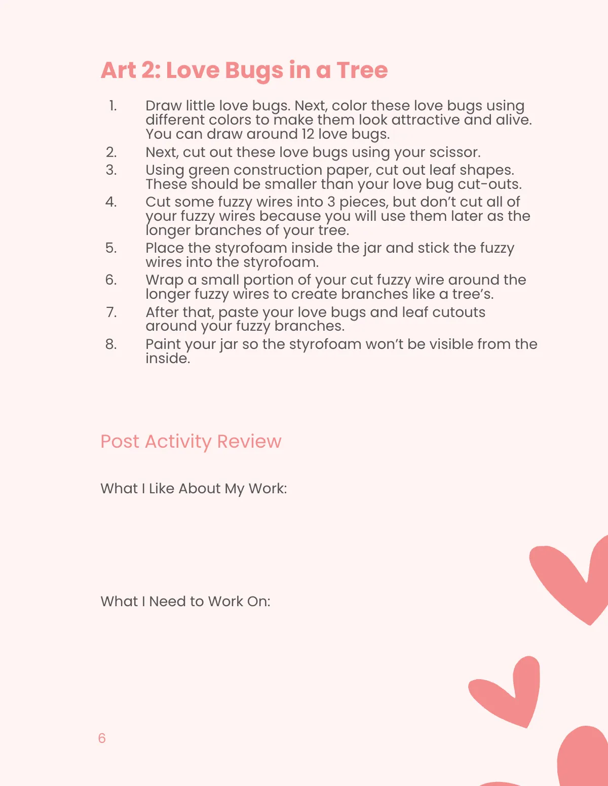 Free Love Bug Valentine's Day Workbook Template to Edit Online