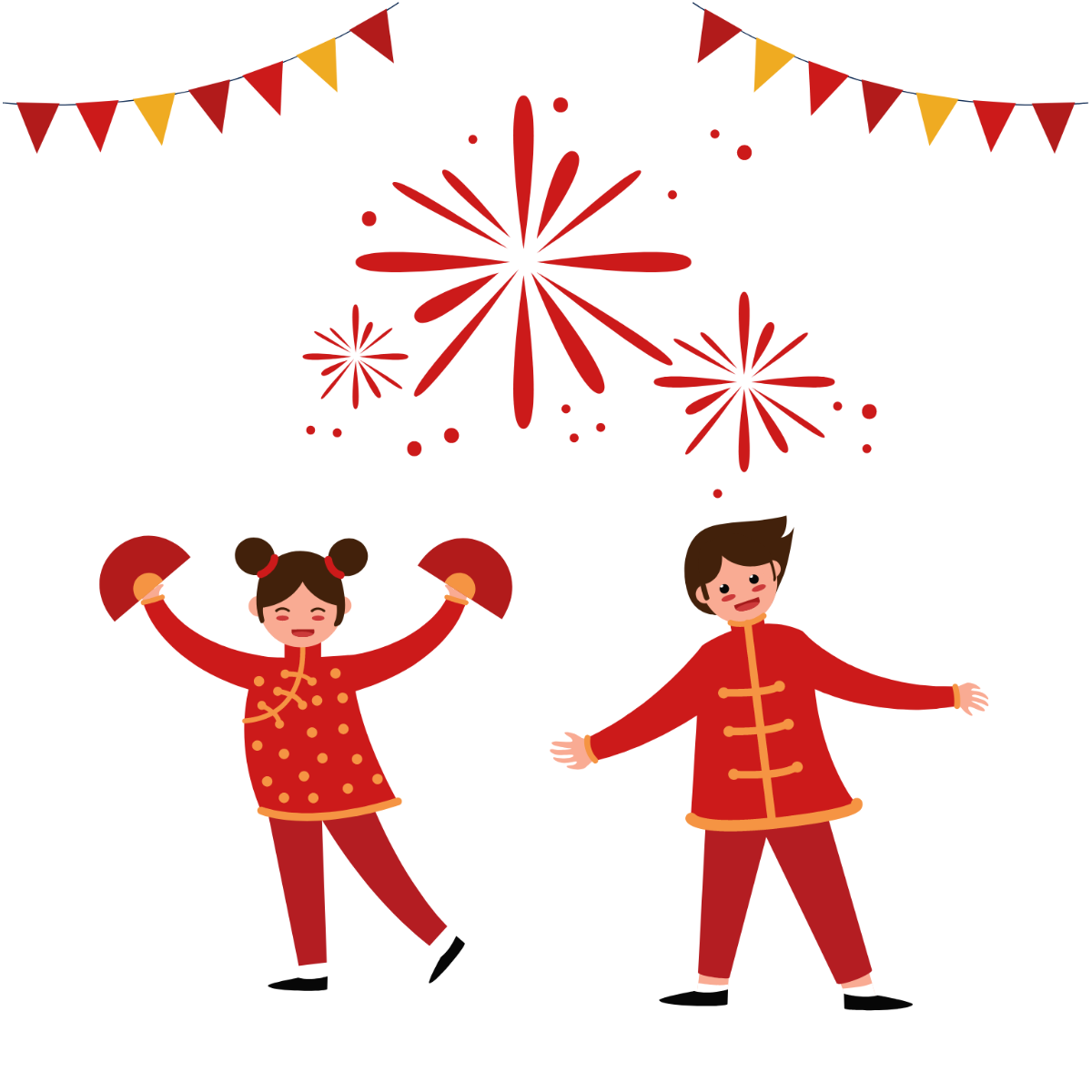 Chinese New Year Cartoon Clipart Template