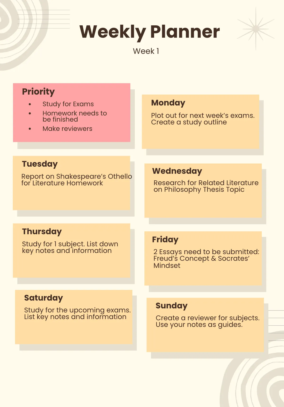 Free 2023 Weekly Planner Template to Edit Online