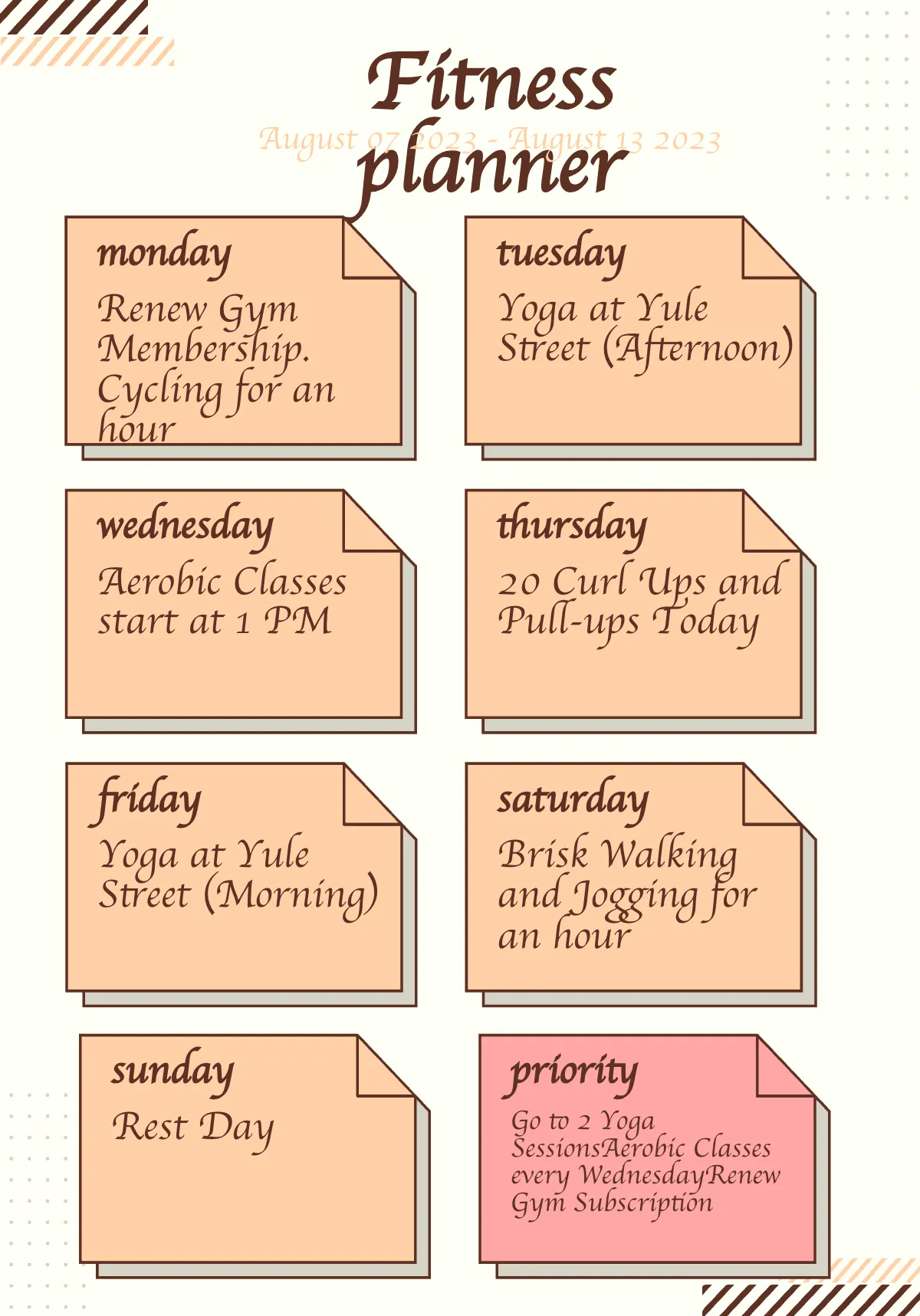 Free 2023 Fitness Planner Template to Edit Online