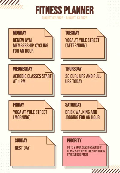 Free 2023 Fitness Planner Template to Edit Online