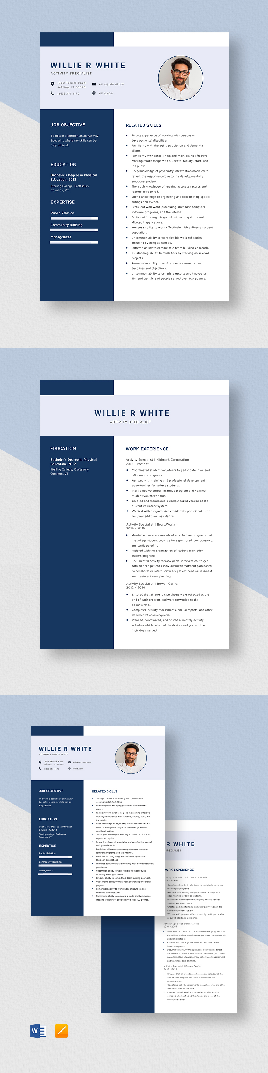 Free Activity Specialist Resume Template