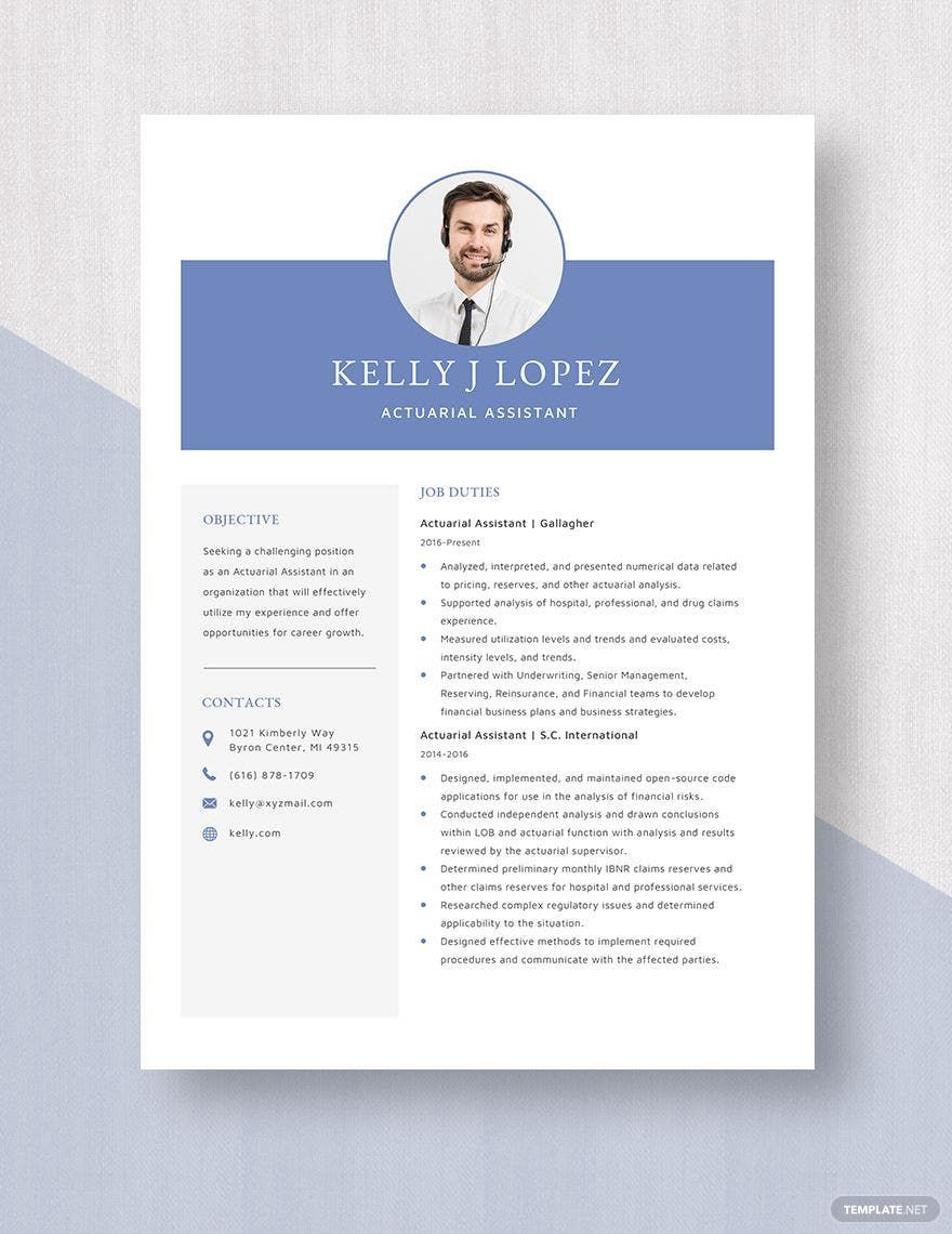 Free Actuarial Assistant Resume