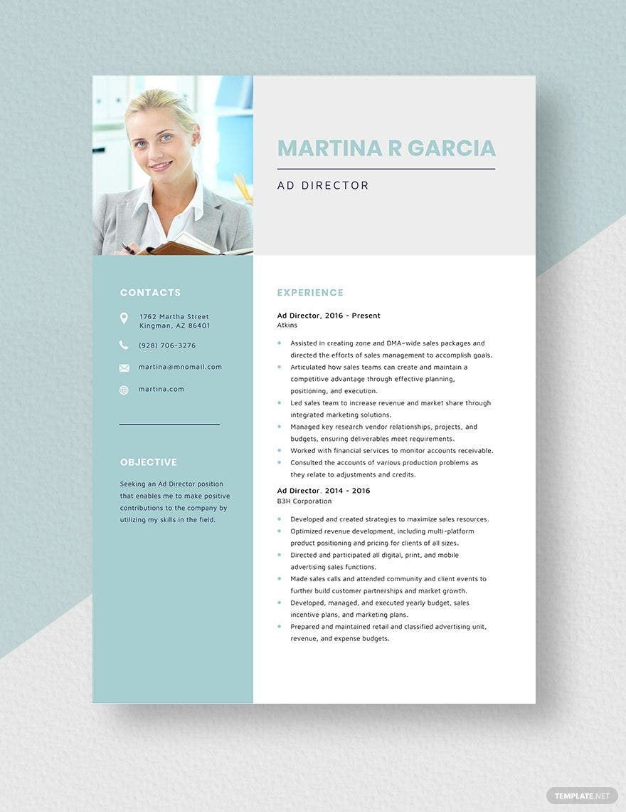Free Ad Director Resume Template