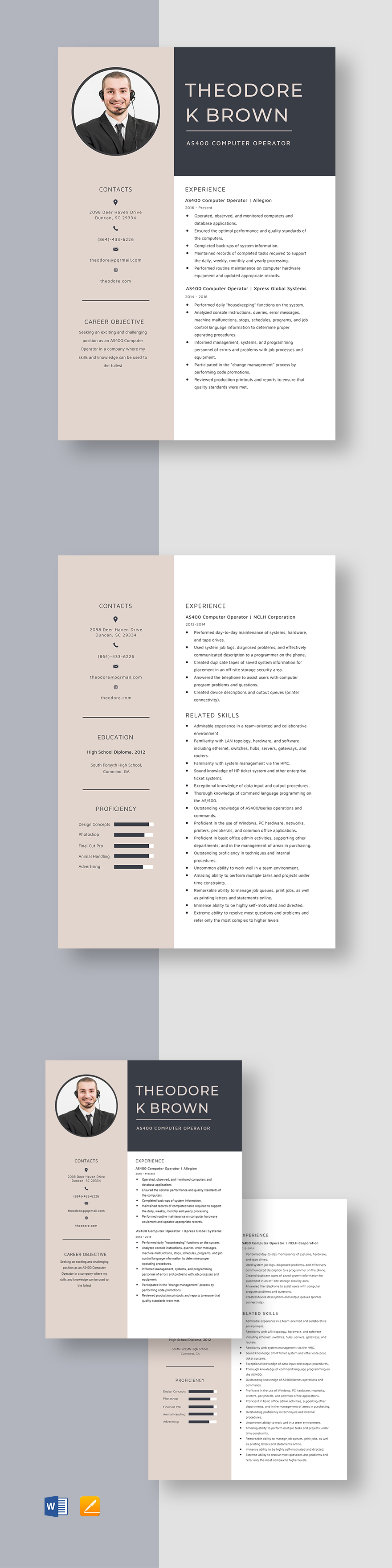 Computer Specialist Resume Template - InDesign, Word, Apple Pages, PSD ...