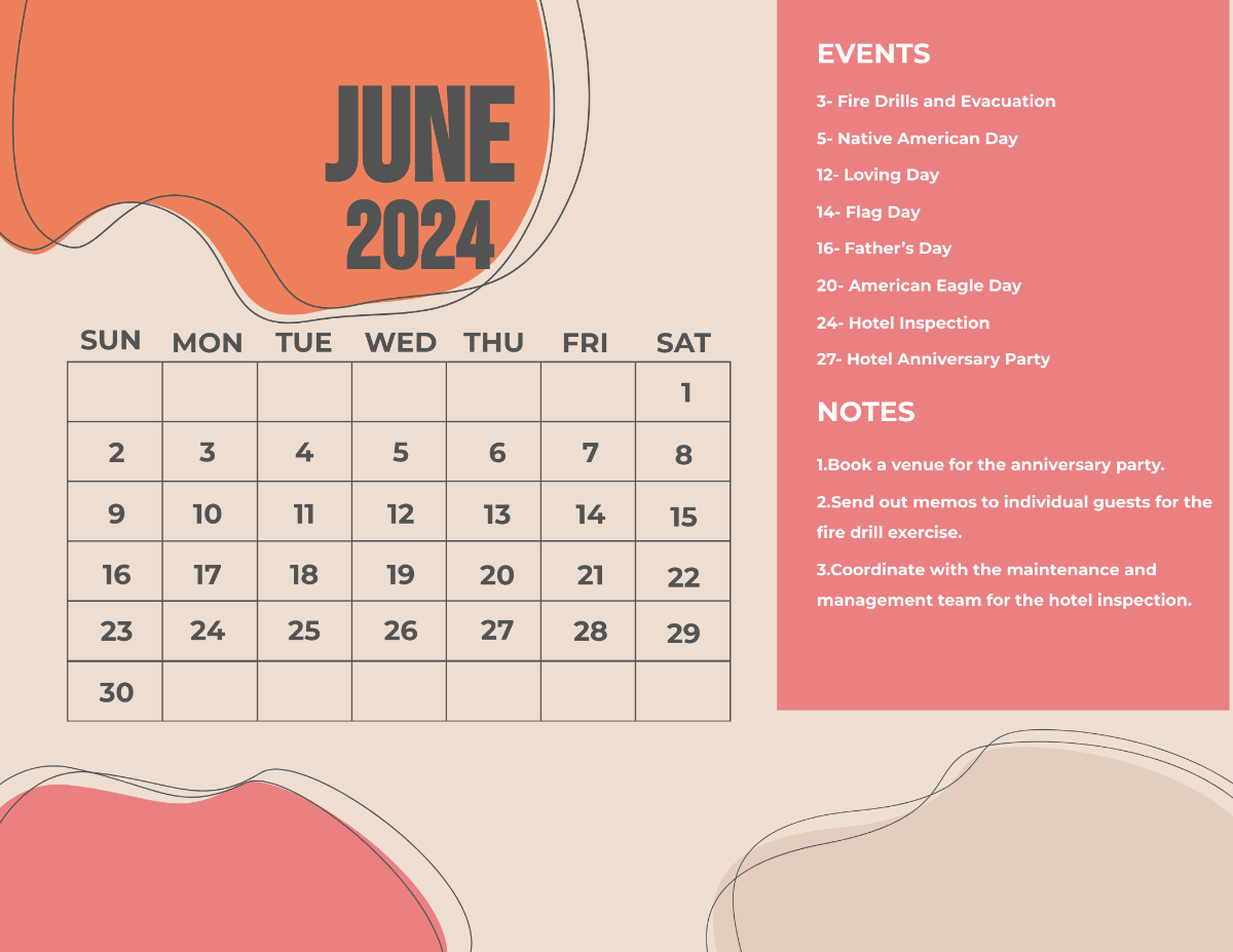 June 2024 Calendar With Holidays Template