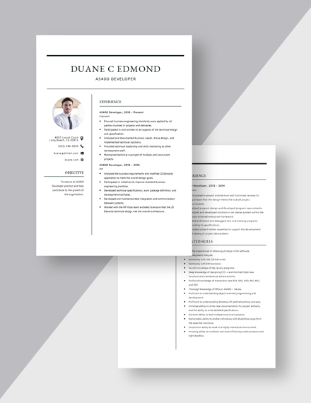 as400 resume