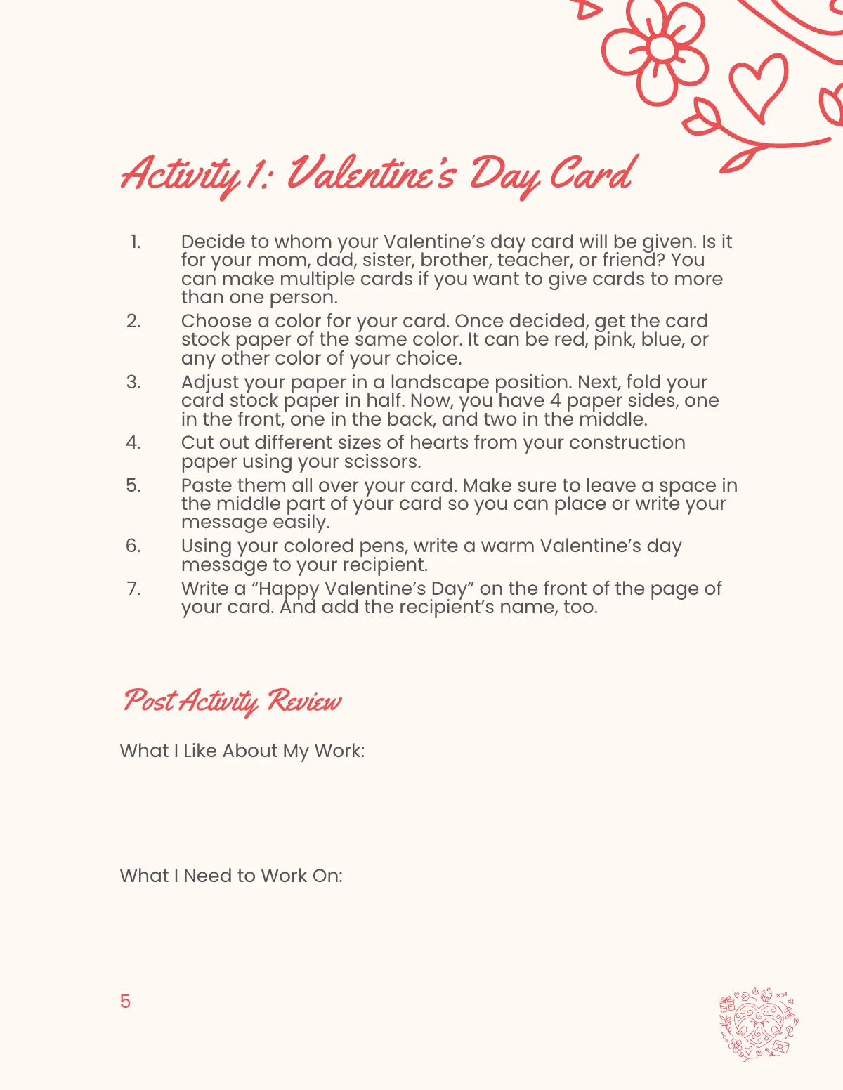 Free Valentine's Day Activity Workbook Template to Edit Online