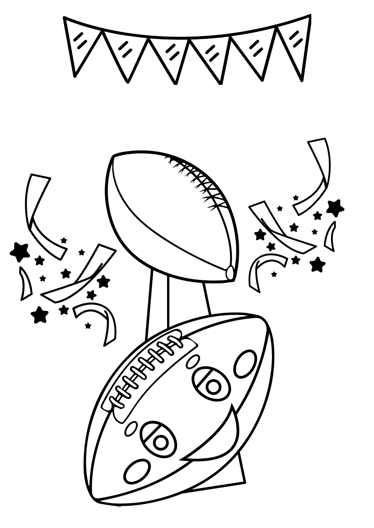 Cute Super Bowl Drawing Template
