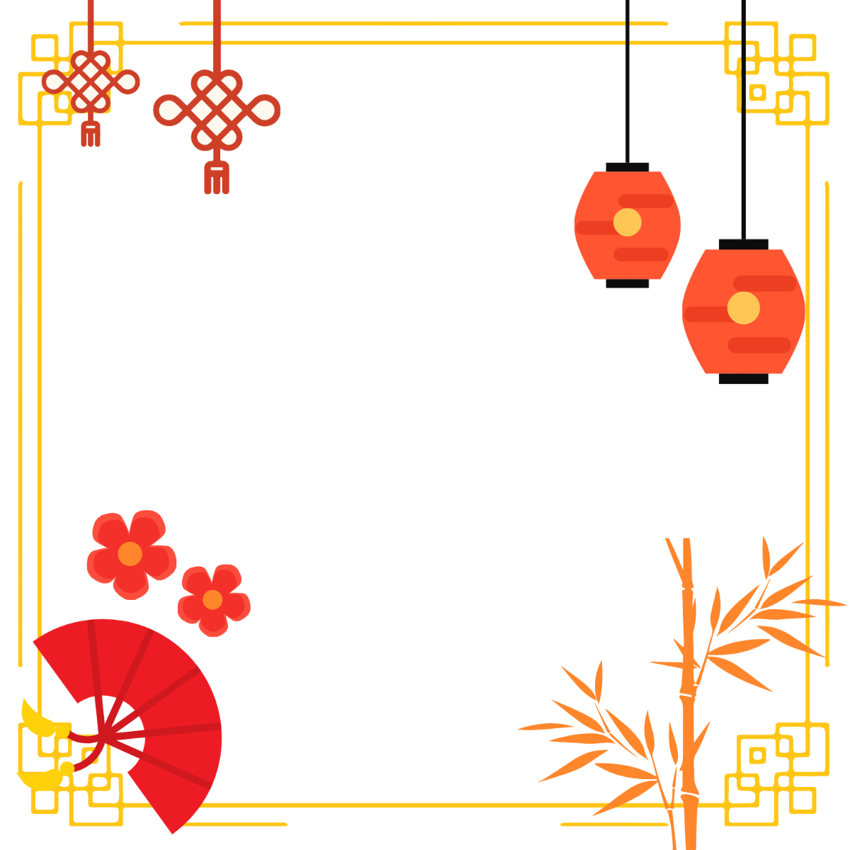 Chinese New Year Border Vector Template