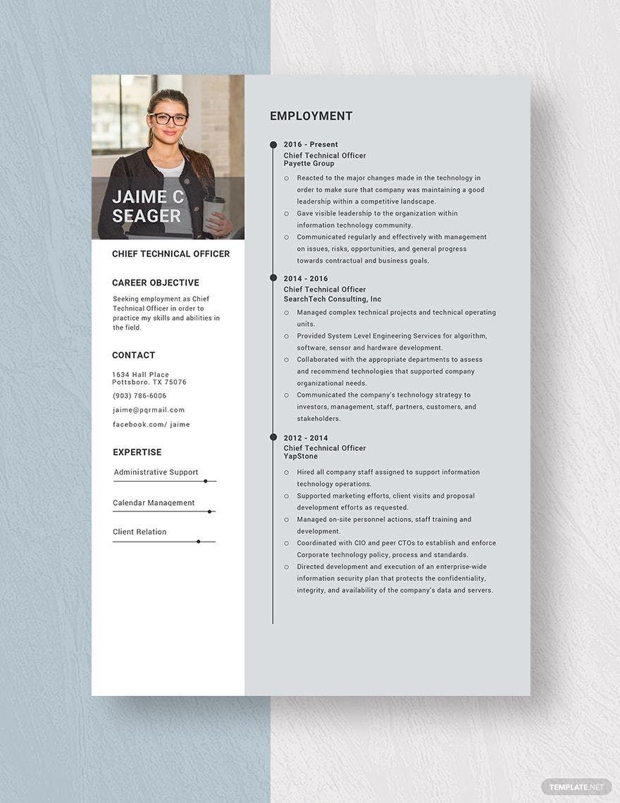 Chief Technical Officer Resume