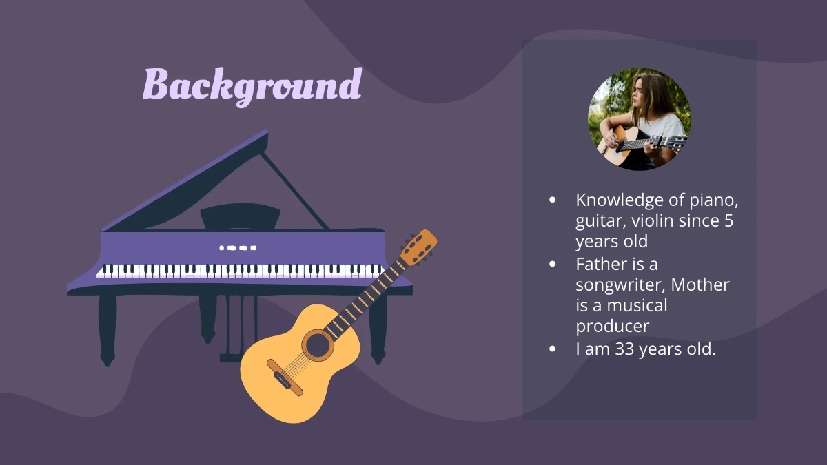 Free Music Arranger Portfolio Presentation Template to Edit Online