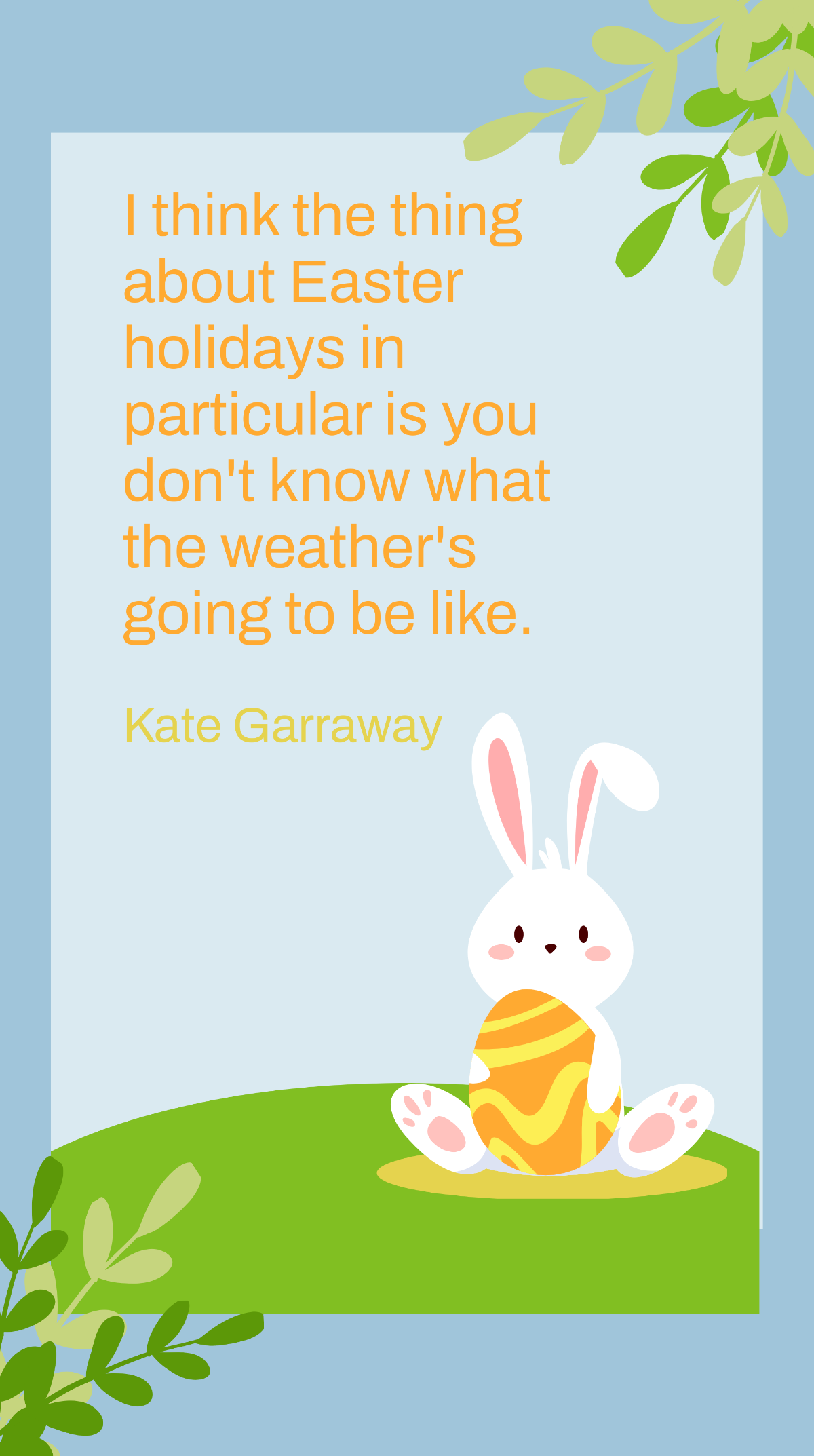 Kate Garraway - I think the thing about Easter holidays in particular is you don't know what the weather's going to be like. Template