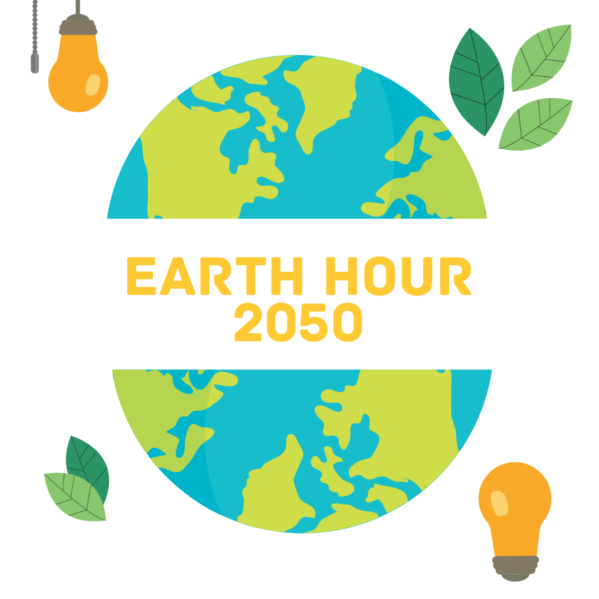 Earth Hour Flat Design Vector Template