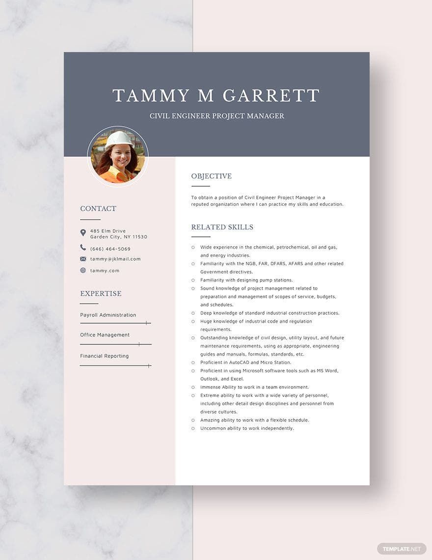 Civil Engineer Project Manager Resume in Pages, Word - Download | Template.net