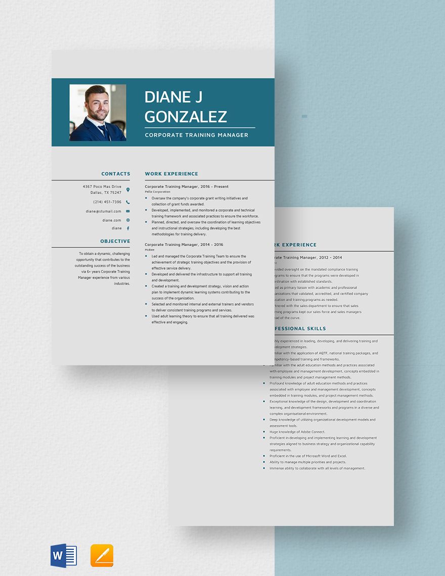 Corporate Training Manager Resume
