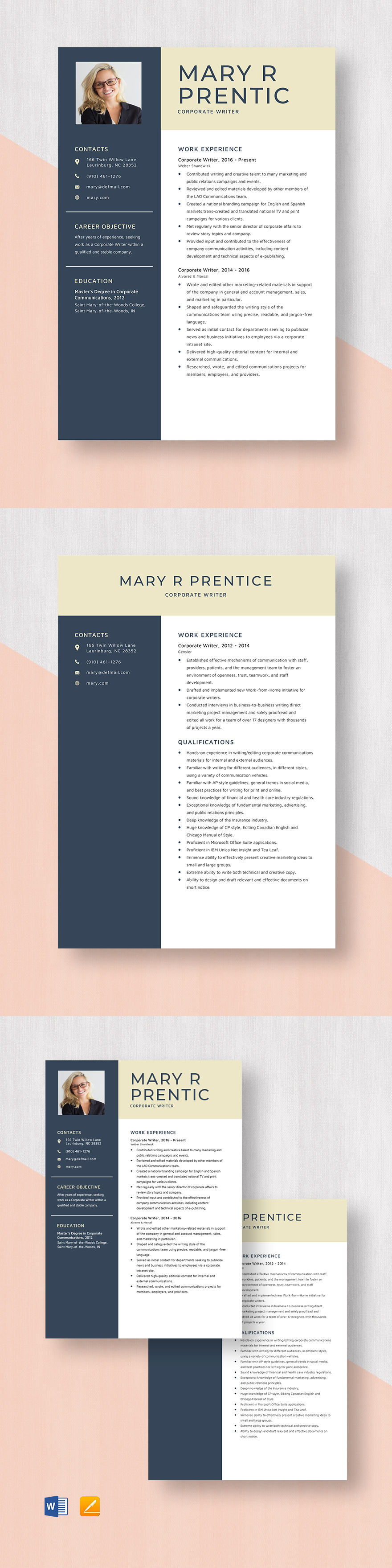 Corporate Resume Templates 51+ Designs, Free Downloads