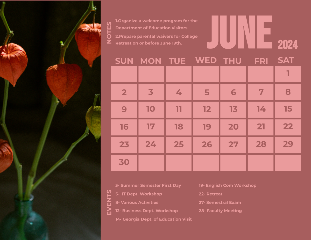June 2024 Photo Calendar Template