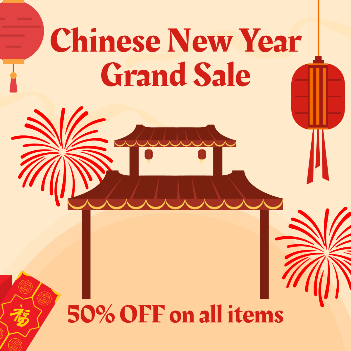 Chinese New Year Sale Vector Template